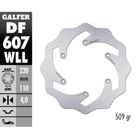 Galfer Bak Wave Round Solid 220 mm MX/ENDURO, KTM 125-530 03->, HQV 125-501 14->, HSB 09-14